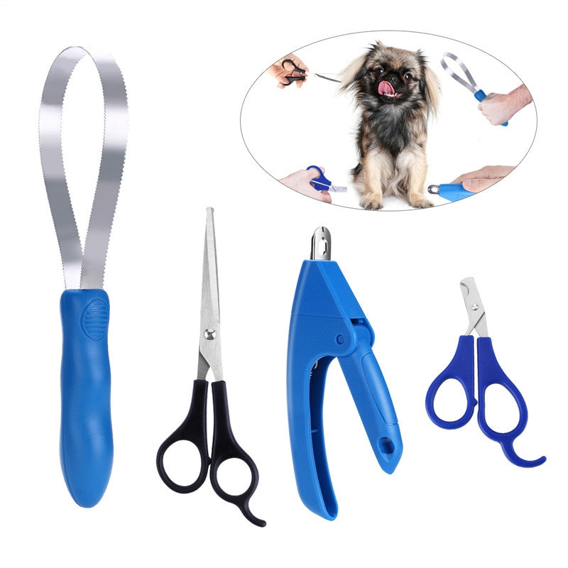 UKCOCO 4Pcs Sharp and Strong Stainless Steel Blade Dog Cat Grooming Scissor Nail Toe Claw Clippers Trimmer Cutter Pet Grooming Kit
